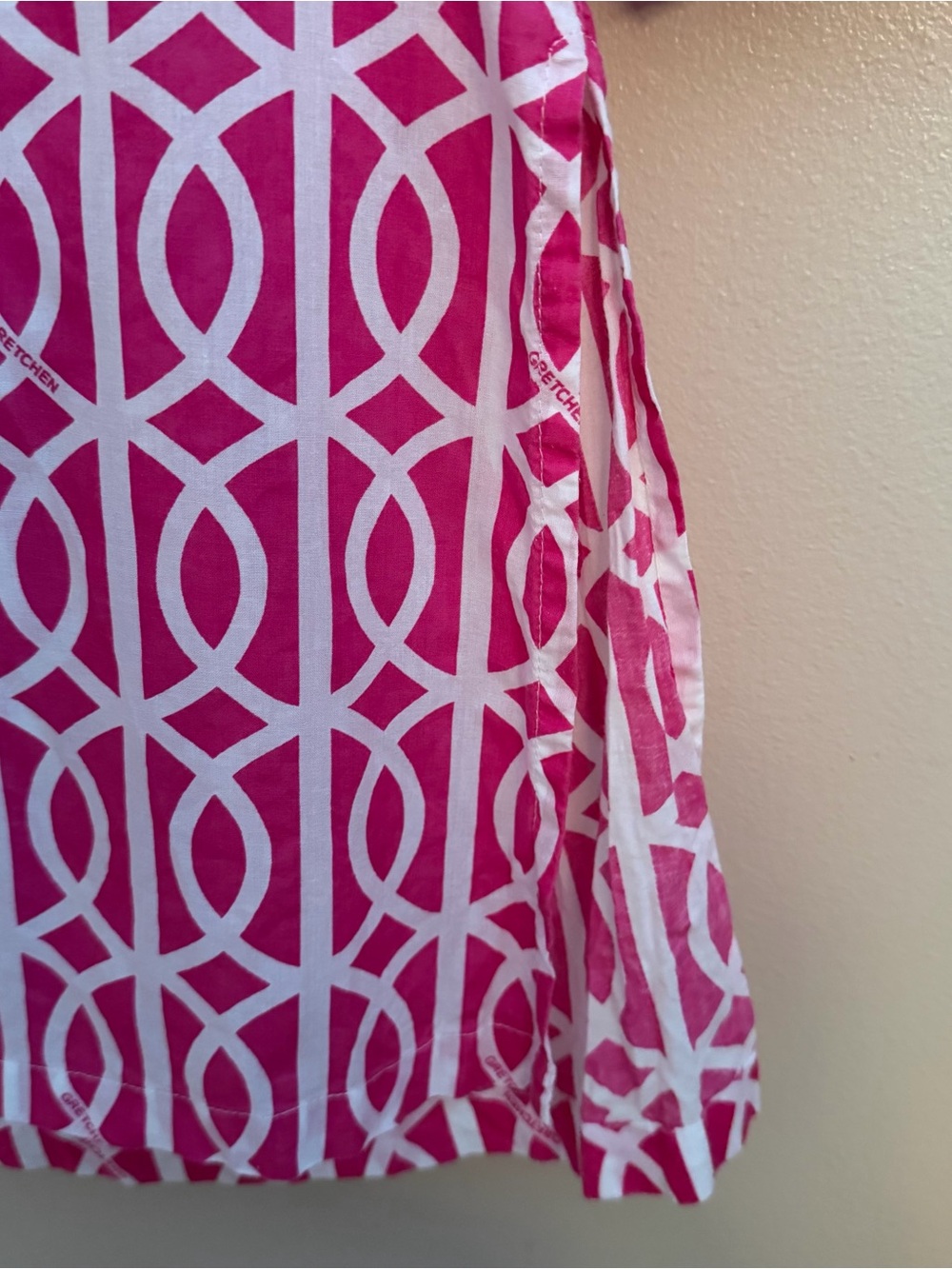 Gretchen Scott Designs Pink White Geometric Tunic Top Dress Size S - Picture 8 of 8